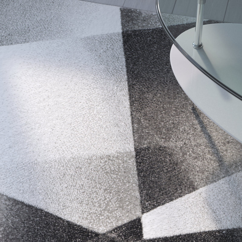 Tapis gris / noir Asumi, Carré 4 pi