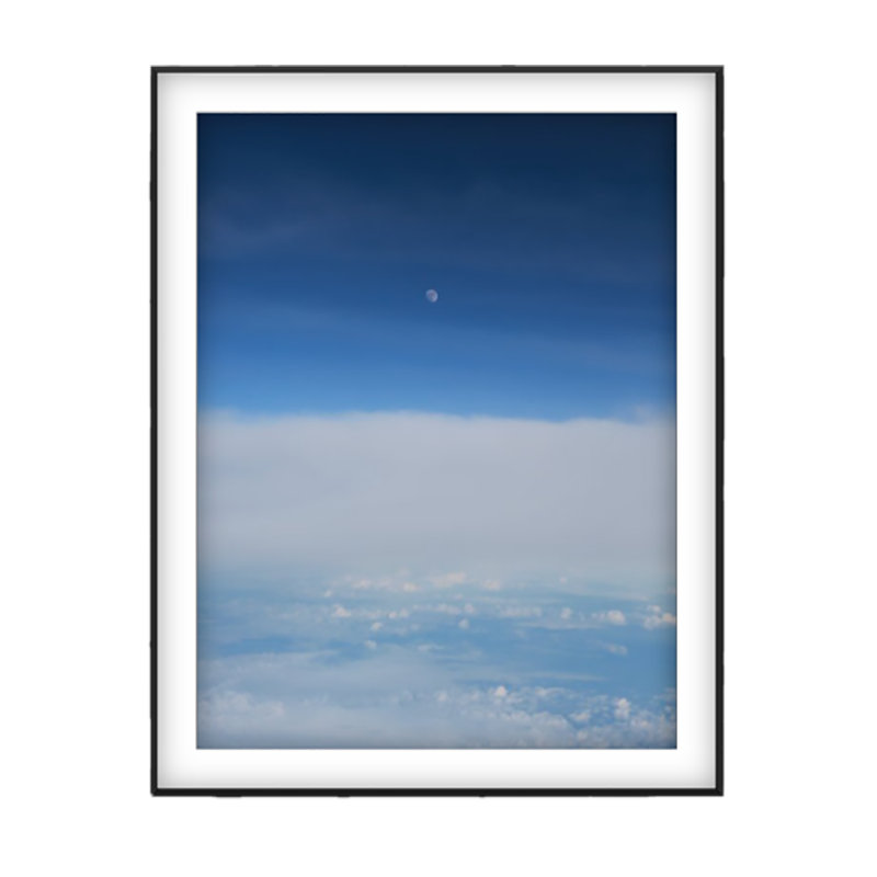 Moon Over Clouds Print by Francis Augustine, Black Framed Paper, White, 72" H x 48" W x 0.8" D