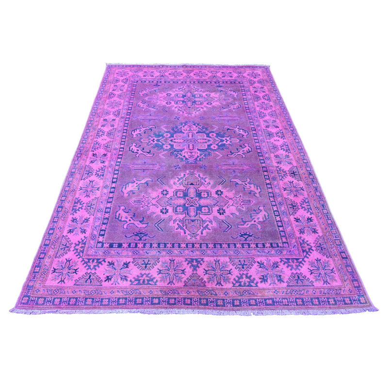Tapis rose en laine noué à la main 5 pi 7 po x 7 pi 9 po 82708DCB3DAB404AA35B8276C660D28C
