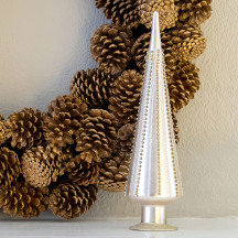 Rhinestone Embellished Glass Tree Finial