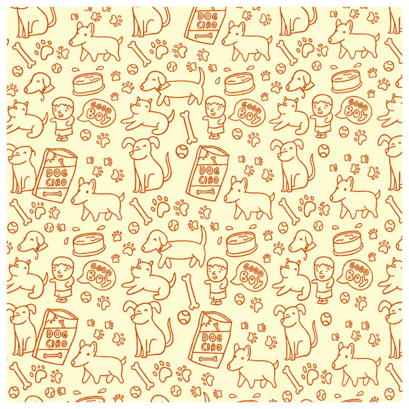 Rideaux de douche Dogs Bones Paw Prints, 70in W x 84in H, Cream Orange