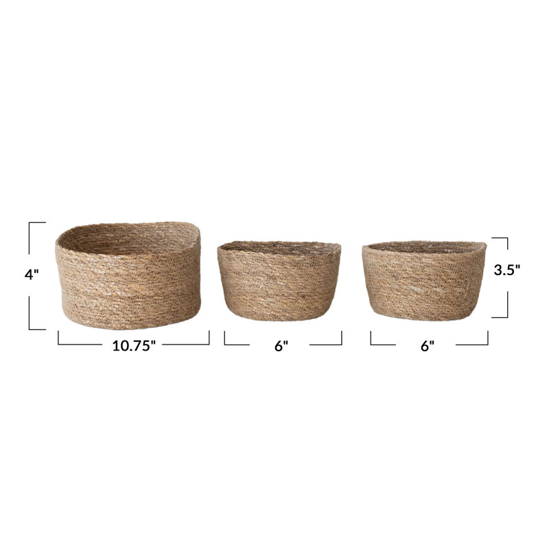 3-Piece Hand-Woven Seagrass Nesting Baskets