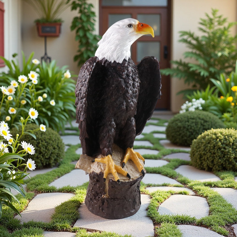 Superbe statue d'aigle à tête blanche - un symbole de fierté américaine pour votre jardin