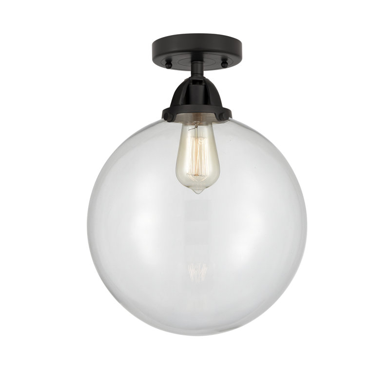 Plafonnier semi-encastré en verre DEL d'Alphonsa, Non, Led, Noir mat