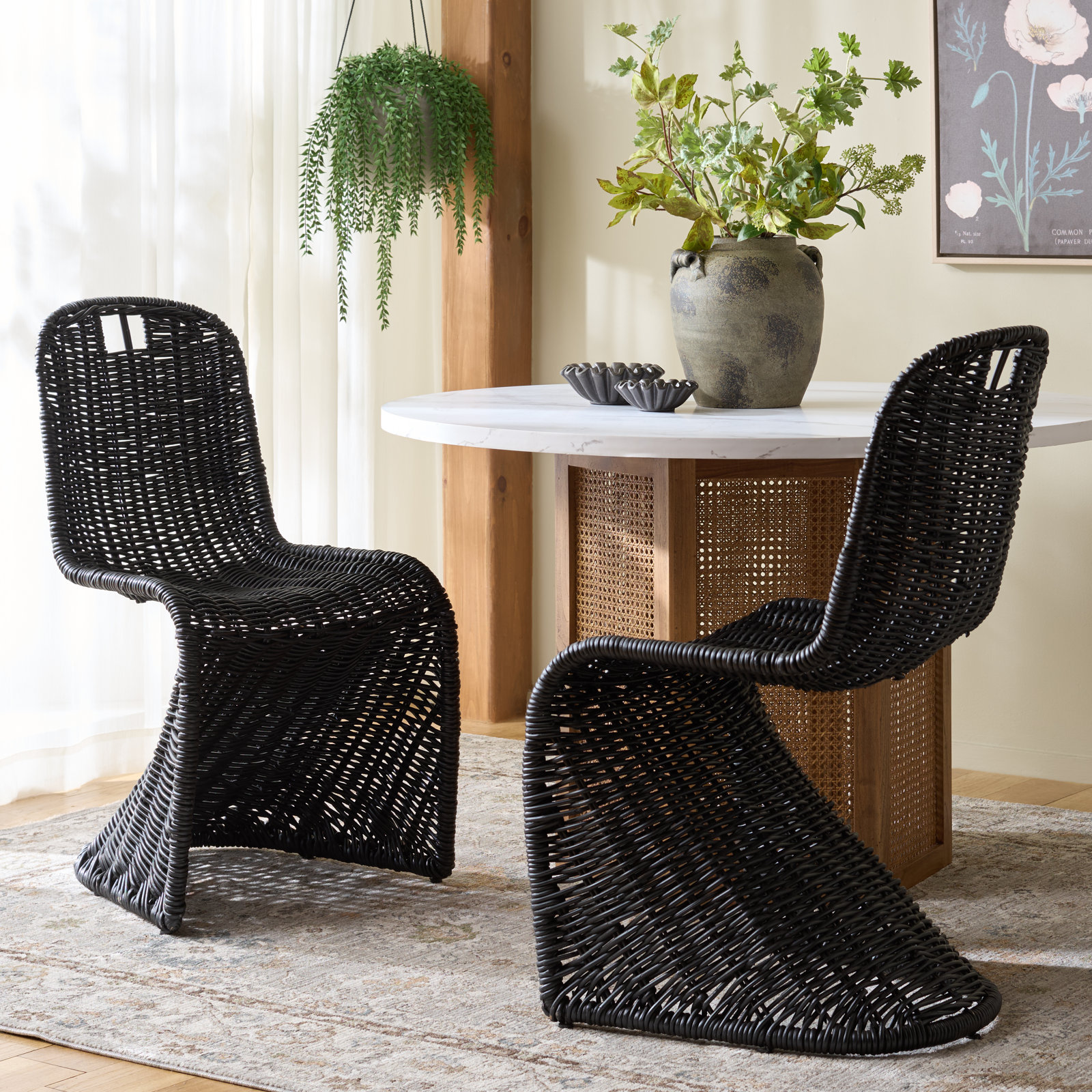Celeste Outdoor Wicker Dining Chair, Black