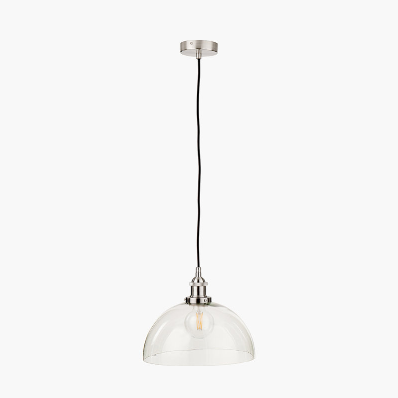 Cecilia 1 - Light Silver Dome Pendant, Clear