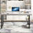 Hulste 53" Metal Base Writing Desk With Storag, Light Gray-350494590-350494591