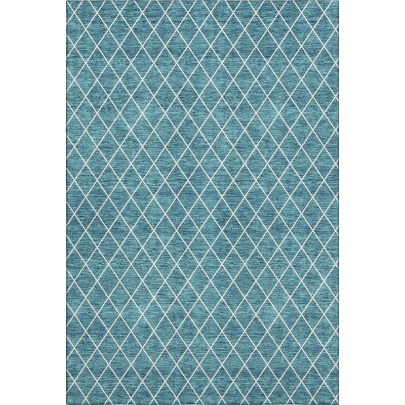 Premium Machine Washable Prisco Teal Rug, Rectangle 9' x 12'