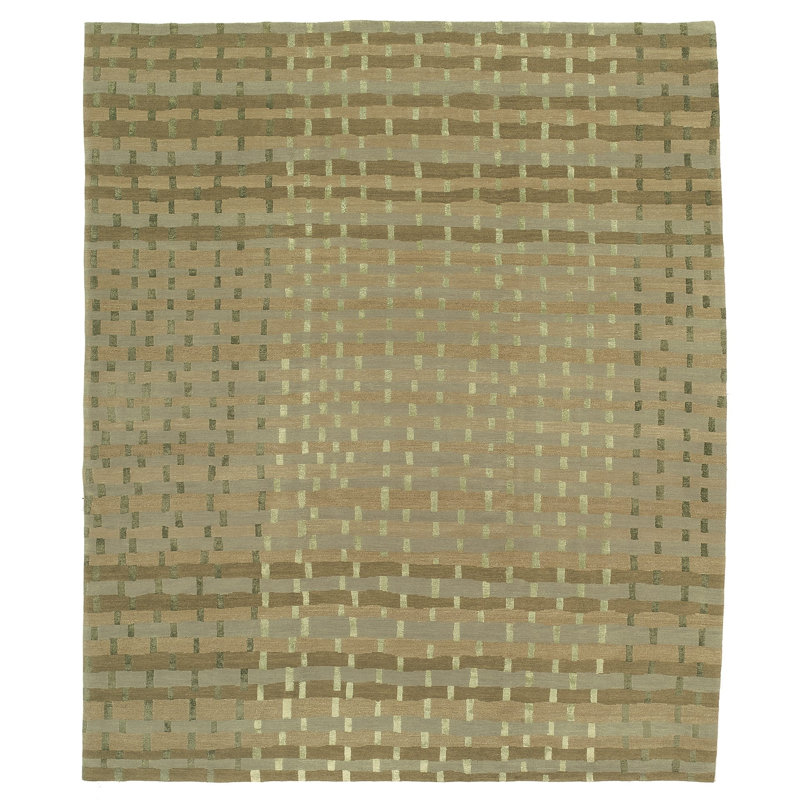 Handmade Silk and Wool Area Rug, Rectangle 6' x 9'