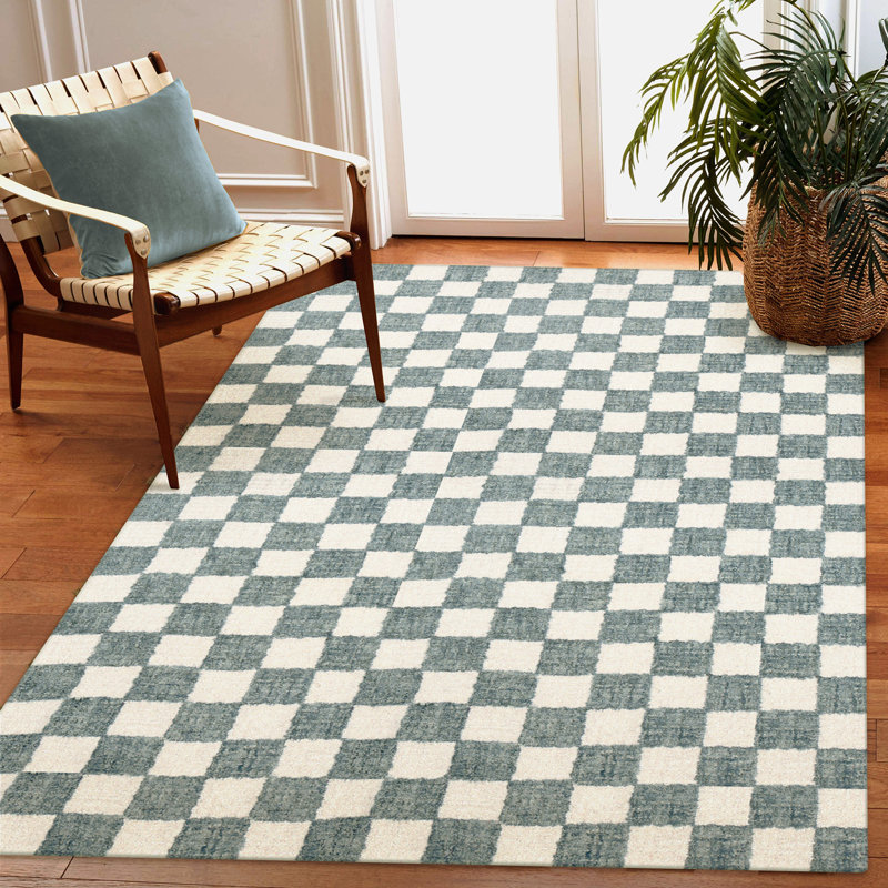 Savannah Wool Checkered Indoor Rug, Rectangle 7'6" x 9'6"