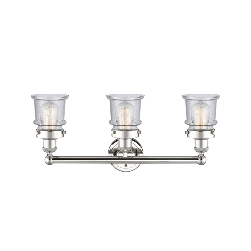 Petit luminaire pour salle de bain 3 lumières Cailen de la collection Edison, Granuleux, Nickel poli