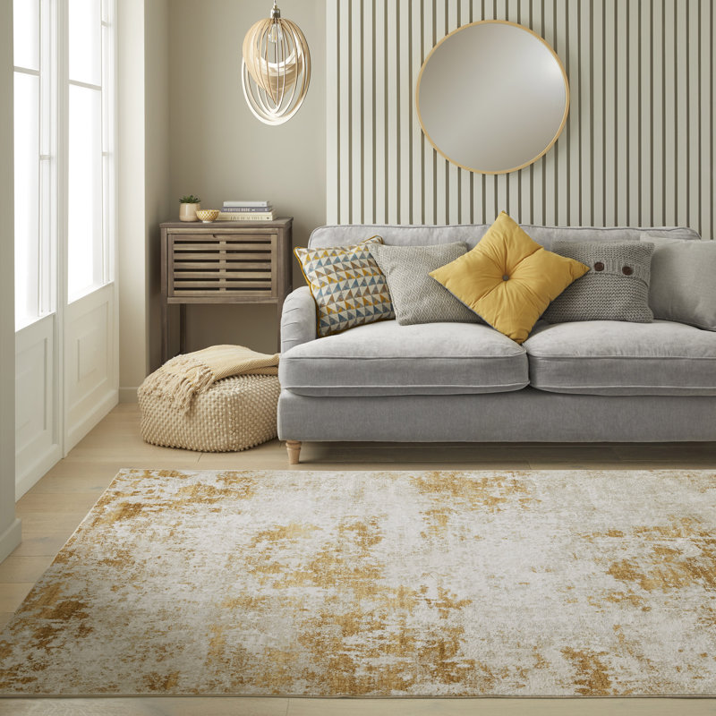 Abstract Ultra soft Stain Guarded Light Gold  Area Rug, Rectangle 160 x 230 cm