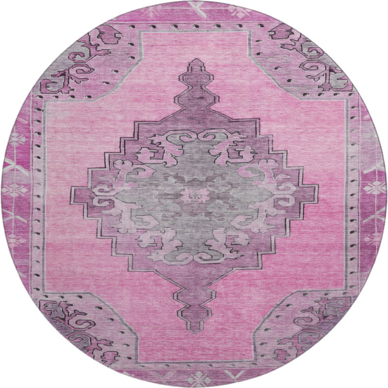 Premium Machine Washable Lubbers AMF1731 Global Rug, Round 8'