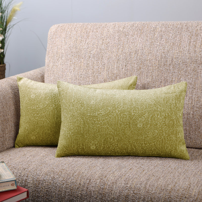 Housse de coussin en jacquard à motif cachemire vert (paquet de 2)