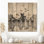 Pivoines par la clôture enneigée en hiver I - Décoration murale en bois de pivoines - sur bois de pin naturel