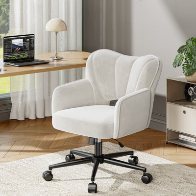 Fauteuil de coiffeuse pivotant à dossier arqué avec fonction d'inclinaison et accoudoirs