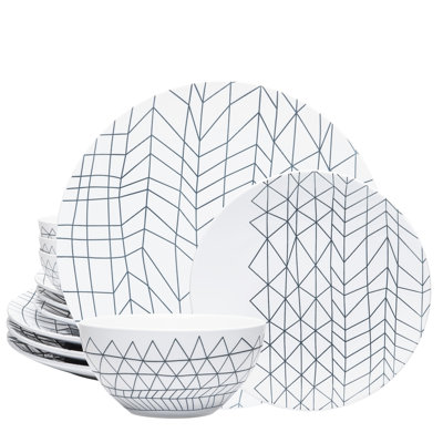 Lasker Ceramic Dinnerware Set 12 Piece - Service for 4