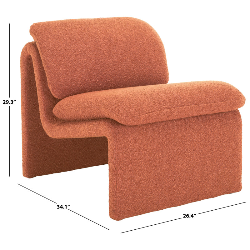 Piara Upholstered Accent Chair, Rust Orange Boucle
