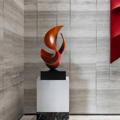 Red Abstract shape Solid wood Decorative Object