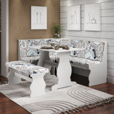 Bagwell 3 - Piece Upholstered Trestle Breakfast Nook Dining Set with Coffee Print
