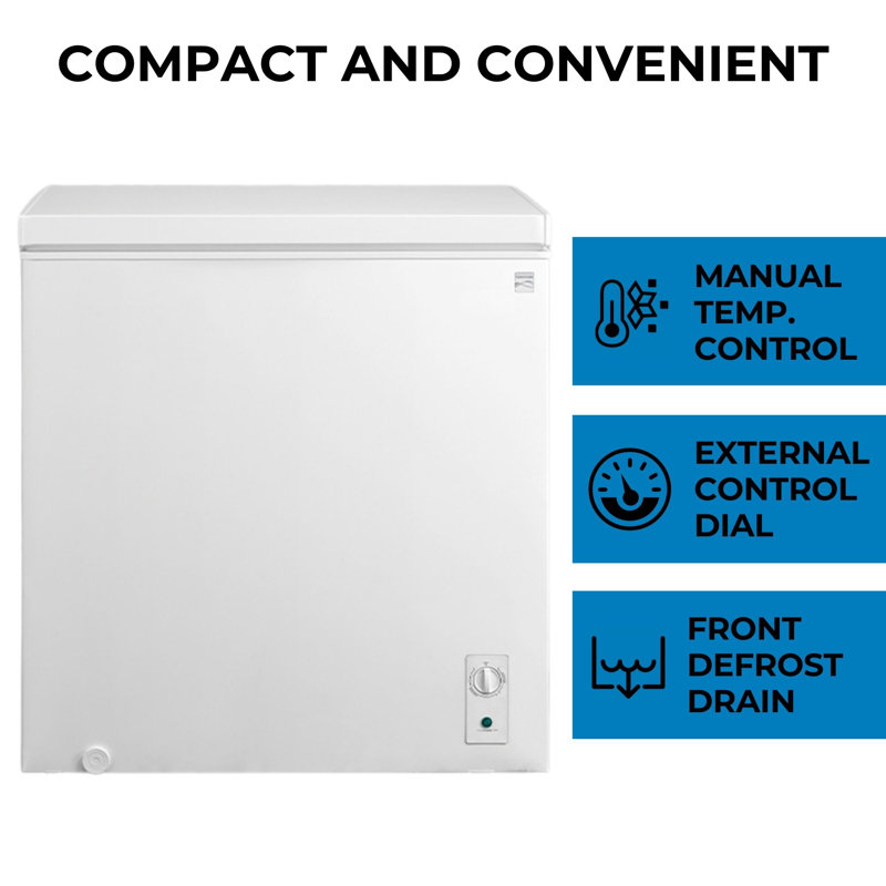Kenmore 7 Cu. Ft. Compact Chest Freezer for Garage, Basement & Utility Room with Adjustable Temperature Controls
