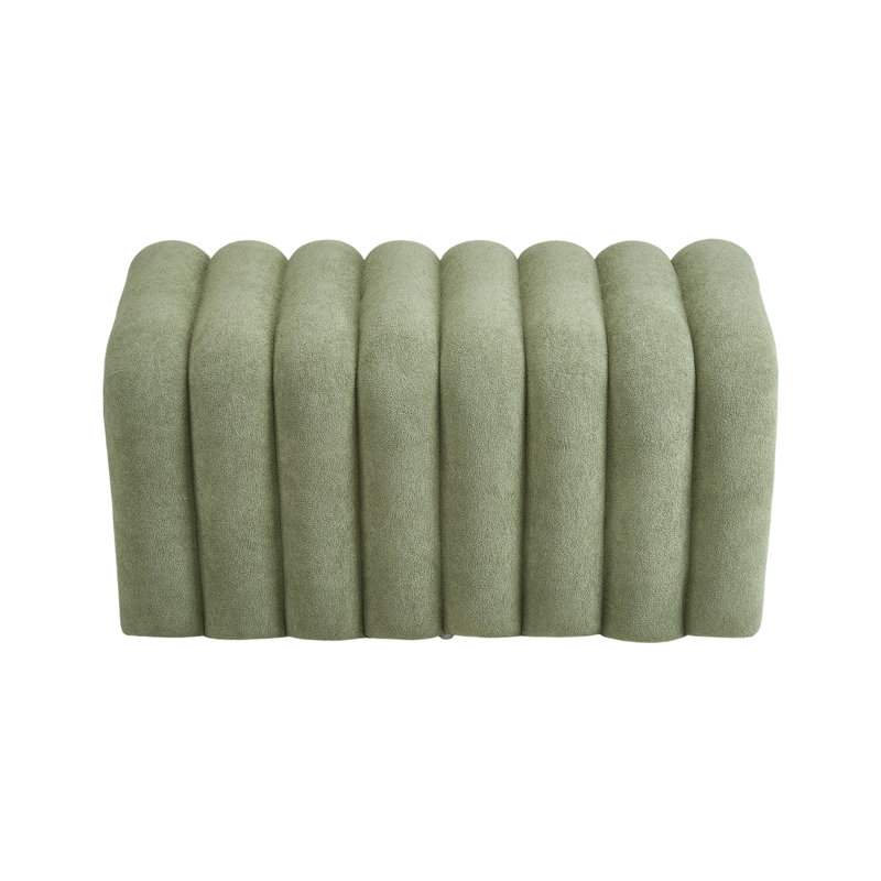 Boucle Upholstered Bench, Green, Green