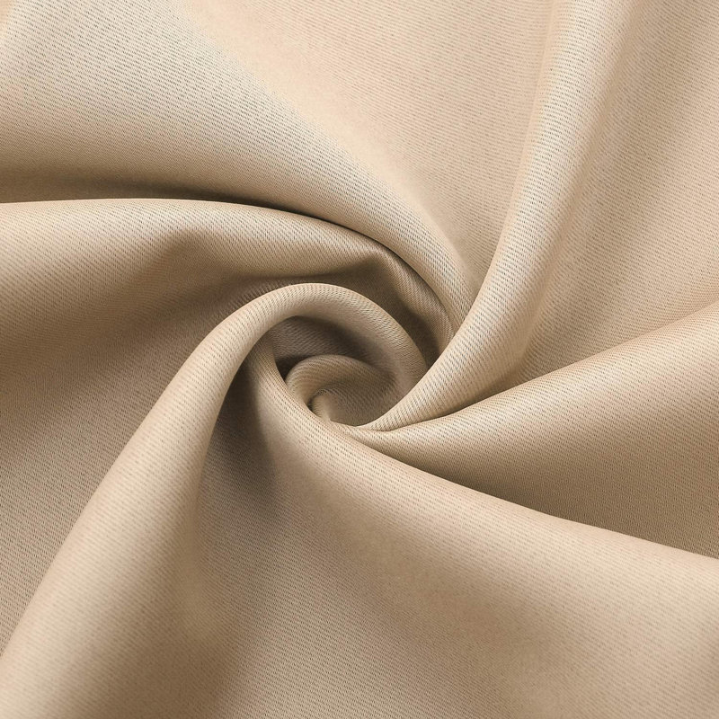 2 Thick Panels Room Darkening Blackout Curtains, Thermal Insulated Block Out Light Grommet Drapes, Beige, 38" W x 45" L