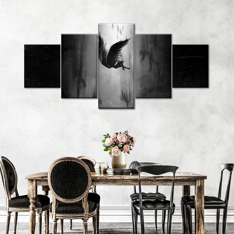 Fallen Angel Lucifer sur toile, ensemble de 5 pièces, H 24 po x l 55 po x P 1,25 po