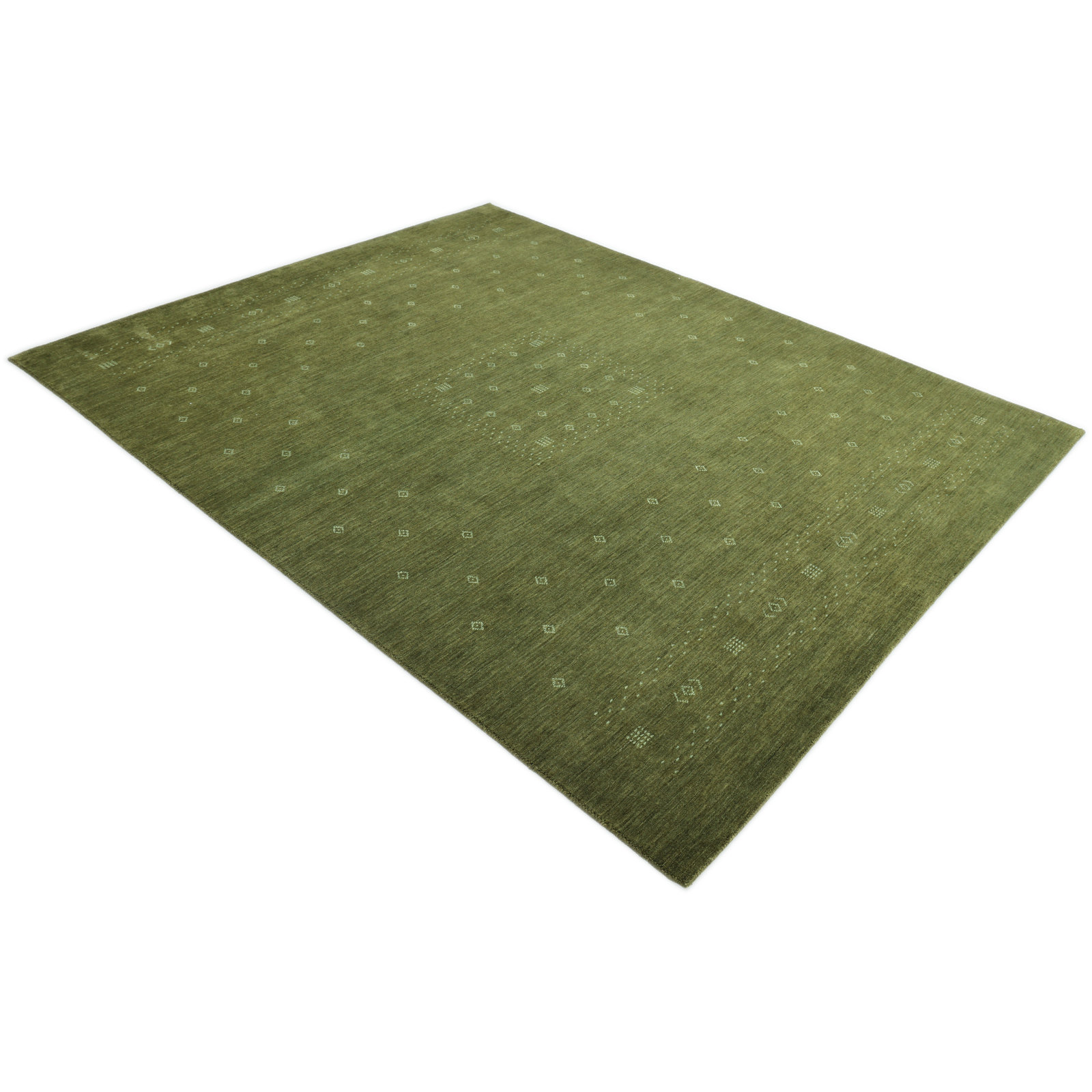 Simi Hand Knotted Cotton/Wool Southwestern Area Rug, Rectangle 5' x 8', Forest Green