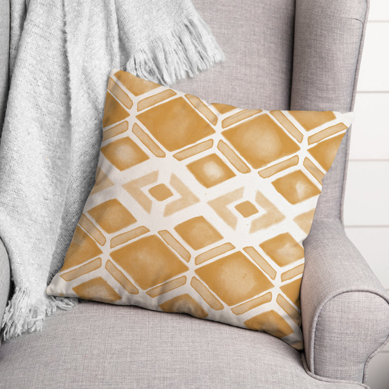 Geometric Outdoor Reversible Throw Pillow, Orange