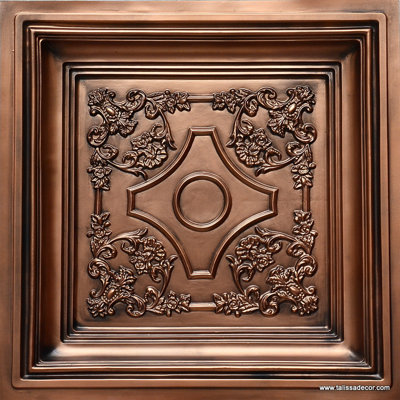 Drop In Coffered PVC Ceiling Tiles in Aged Copper, pack of 10 (40sq.ft)