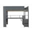 Lit mezzanine en bois gris foncé avec bureau, DEL et chargement multifonctionnel pour économiser de l'espace-1314162769