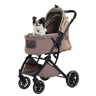 Pet Stroller for Dogs & Cats, 66 lbs, Beige – Foldable All-Terrain