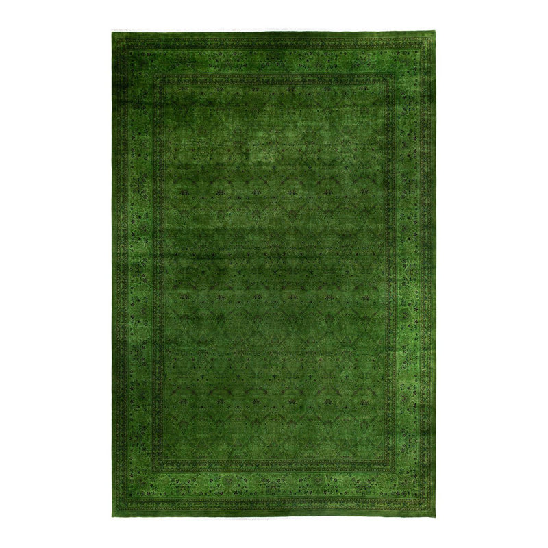 Rucker One-of-a-Kind 12' 2" X 17' 10" New Age Rectangular Wool Area Rug Green