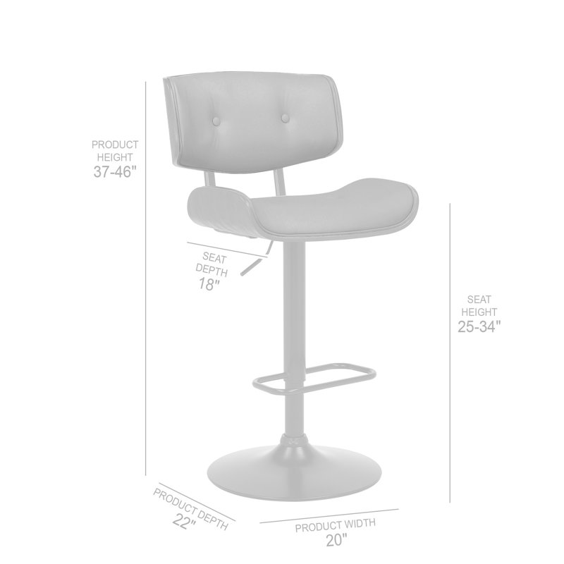 Tabouret de bar pivotant réglable en similicuir et pivotant., Siège gris / cadre noir