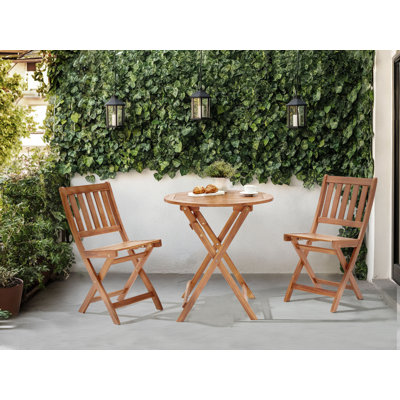 FEBBIO 2 - Person Acacia Wood Patio Dining Set with Round Table