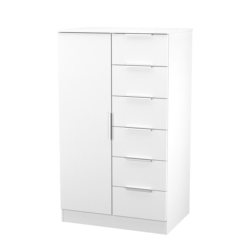 Biernat 1 Door 5 Drawer Kids Robe, White Matt