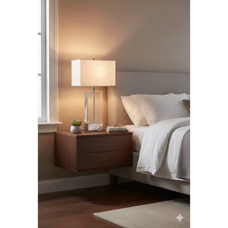 Rosemarie 1 Light Chrome and Crystal Table Lamp With Shade