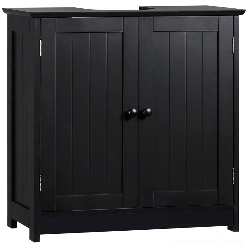 Under Sink Bathroom Cabinet With 2 Doors And Shelf, Black