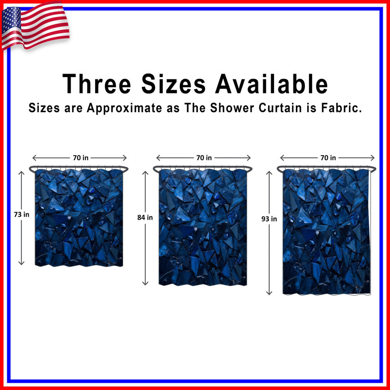 Rideaux de douche triangulaires bleus extra longs, L 70 po x H 93 po