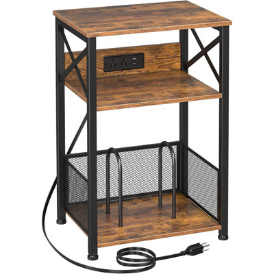 Turntable Stand with 3-Tier Storage Cabinet