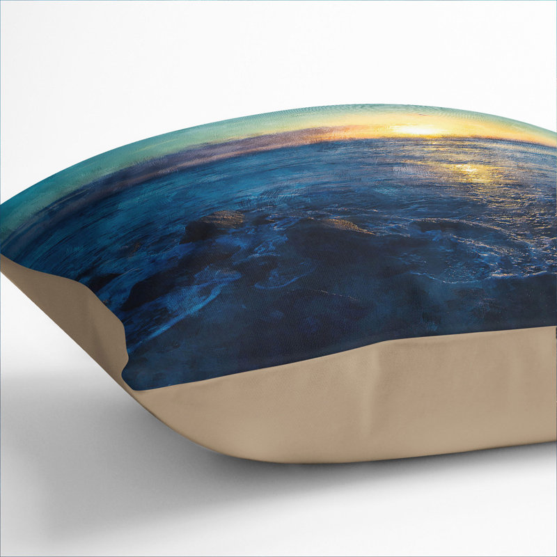 The Sunset over the Ocean Scatter Cushion with Filling, 40cm H x 40cm W x 15cm D, Stone