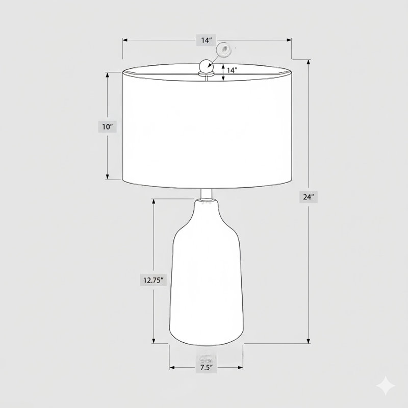 Lighting, H 24 po, lampe de table, béton gris, abat-jour beige, contemporain, Gris, Beige
