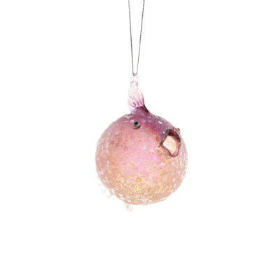 Ornement en forme de poisson rose puffing suspendu (paquet de 3)