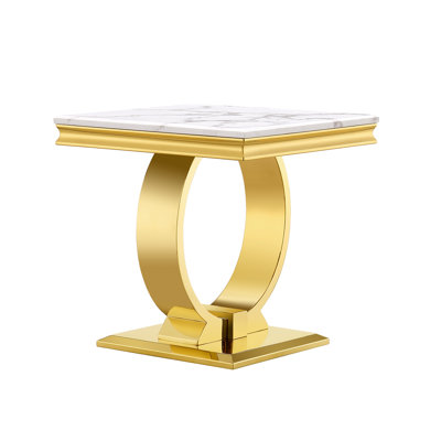 Crystallynn Solid Wood Top End Table