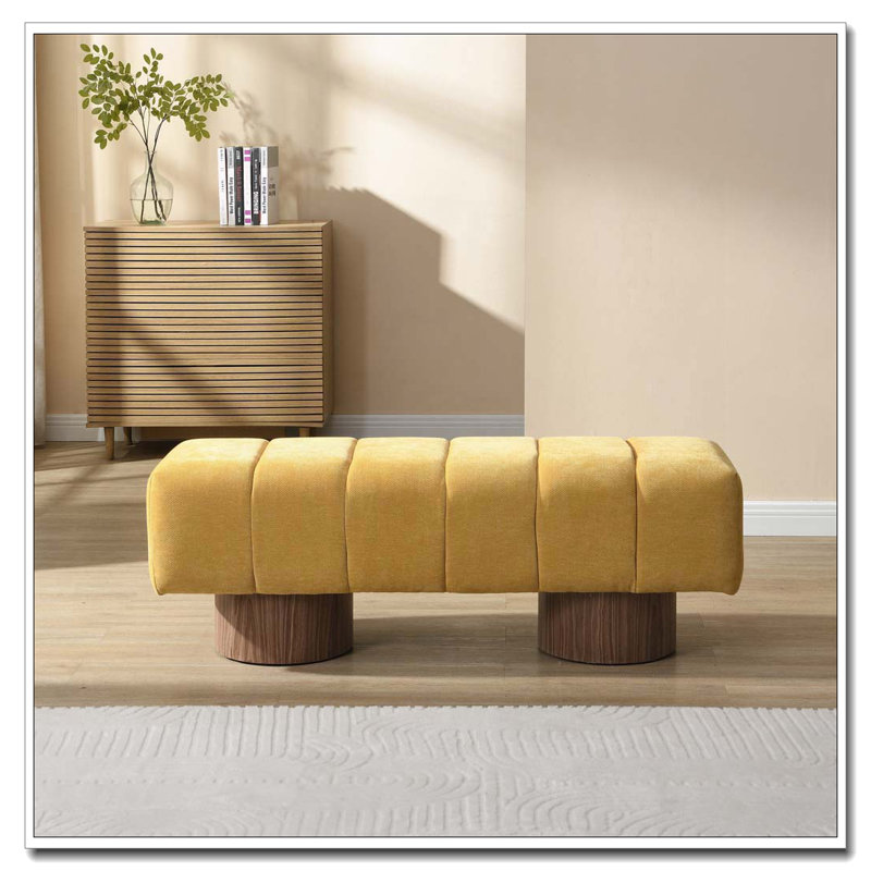 Banc de salle à manger rembourré, Jaune