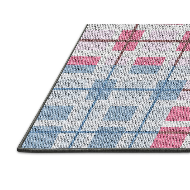 Tapis rose/bleu/vert à motifs, Rectangle 2 pi x 5 pi