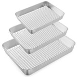 LoochMee Non-Stick Stainless Steel 3 Piece Baking Sheet Set