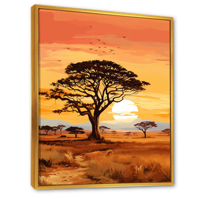 «African Tree Ambiance Savana», reproduction d'art sur toile, arbre africain