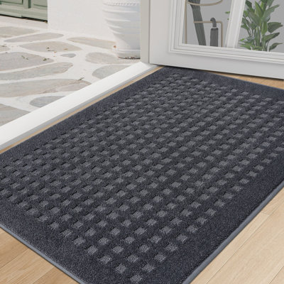 Waffle Door Mats Indoor，Super Absorbent Machine Washable Doormat with Non-Slip Backing for Wet Shoes and Dirty Paws